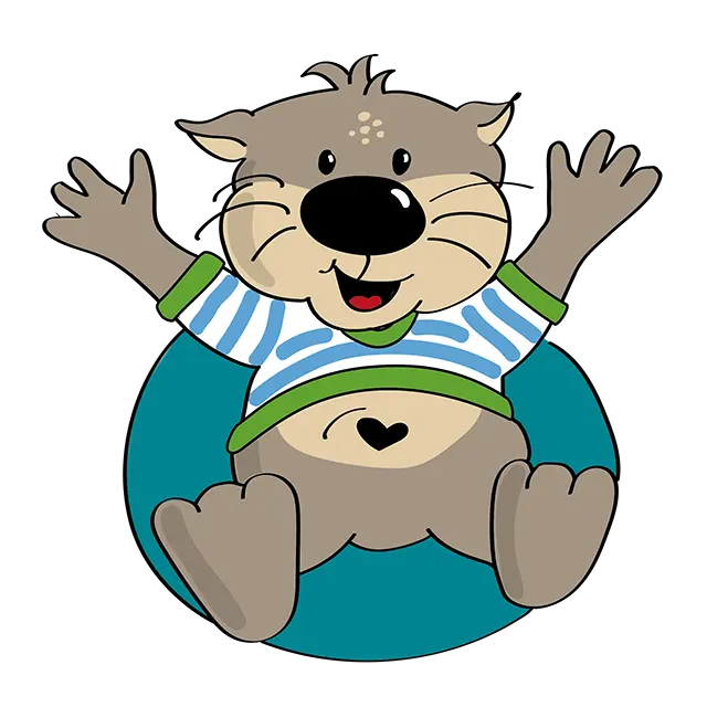 Illustration von Otti Otter auf einem Schwimmreifen